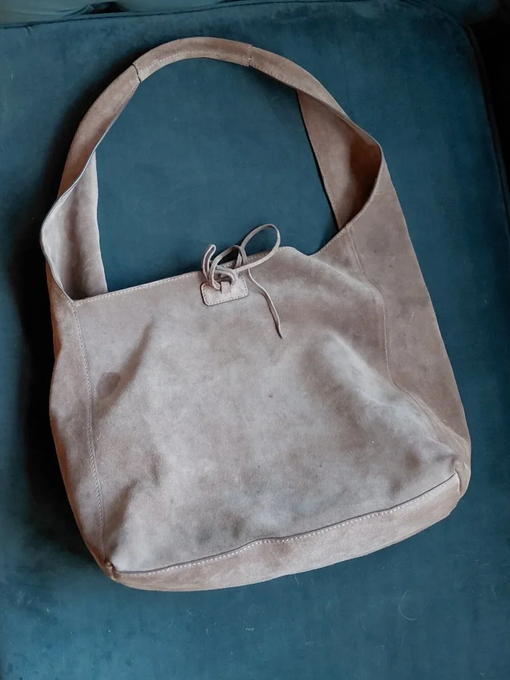 Lucky Brand Genuine Suede Slouchy Hobo Bag With Bow Detail